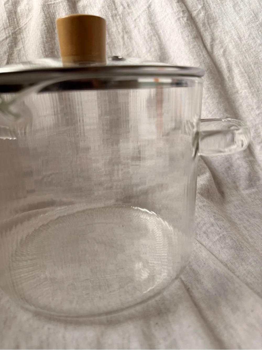 Clear Glass Cooking Pot with Bamboo Knob Lid - Clear